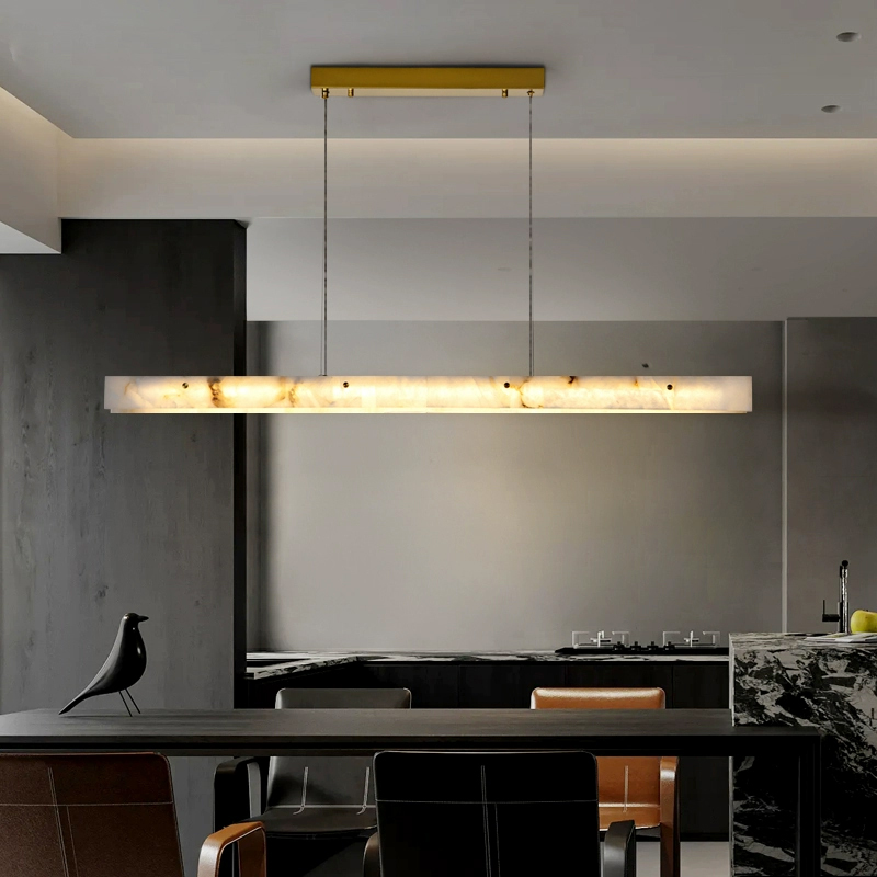 Interior Design Kitchen Modern - ポストモダン大理石ロングペンダントライト装飾ダイニングテーブルコーヒーテーブルキッチンティールームモダンデザインホテル高級インテリアデコラ