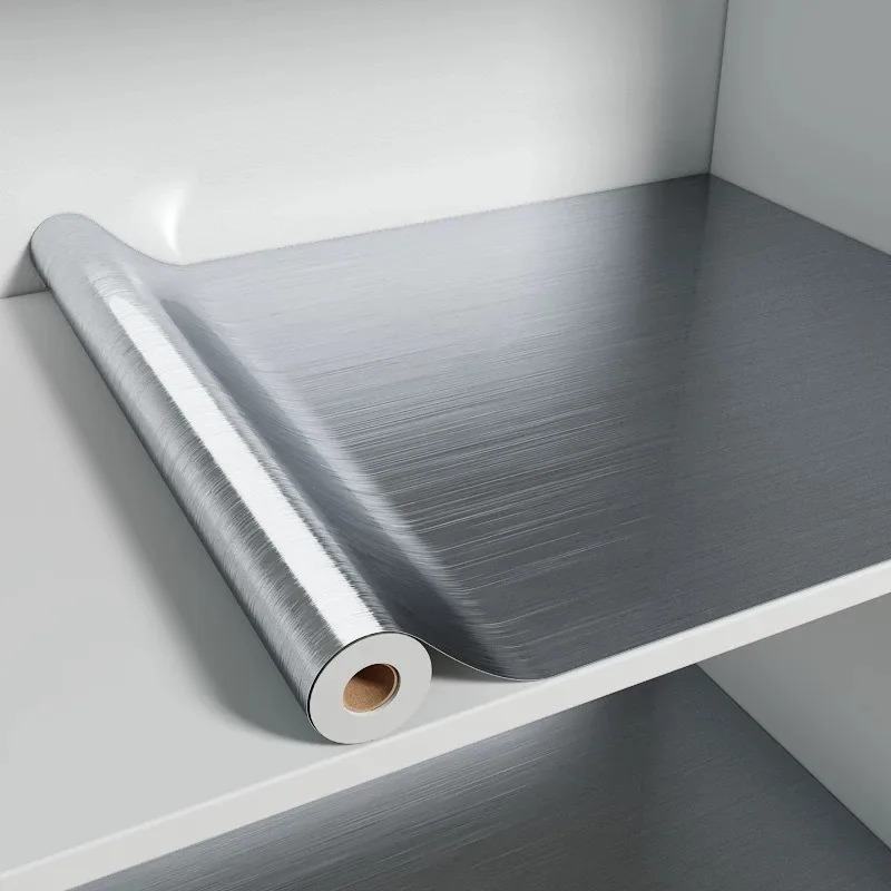 Interior Design Kitchen - PVC ステンレスブラッシュシルバー取り外し可能な壁紙装飾フィルムビニール防水耐油家電キッチンエレベーターステッカー