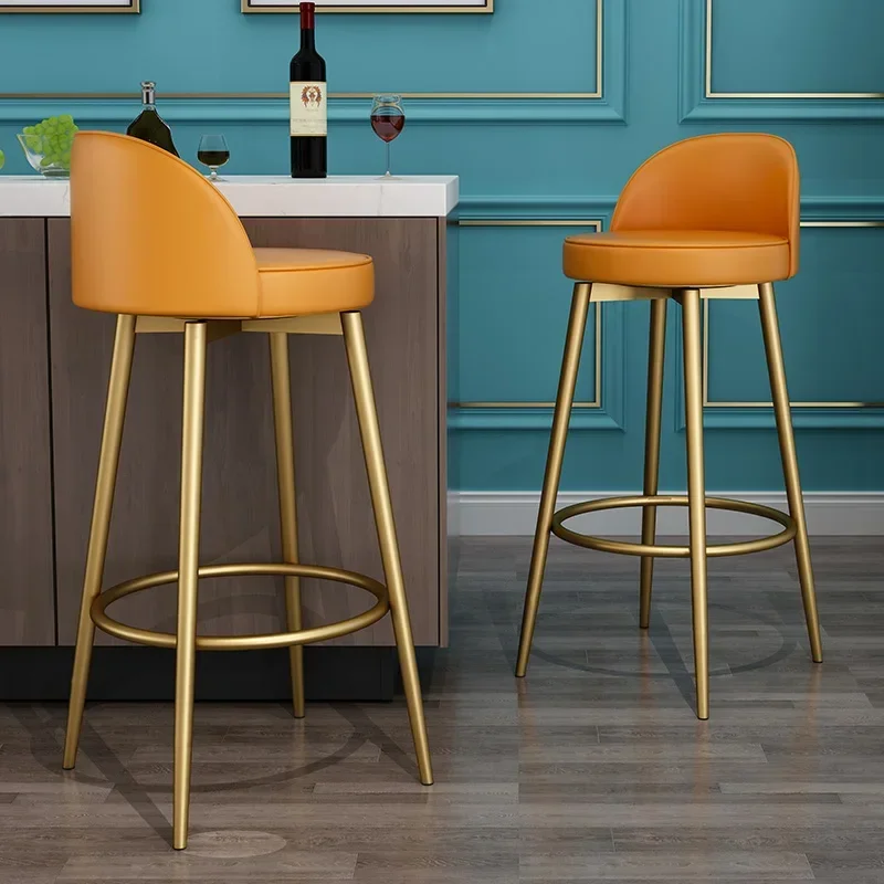 Interior Design Kitchen Modern - デザインキッチンチェア高級デザインオレンジハイバースツール北欧高級ホームモダン長椅子サル飼い葉桶インテリア装飾