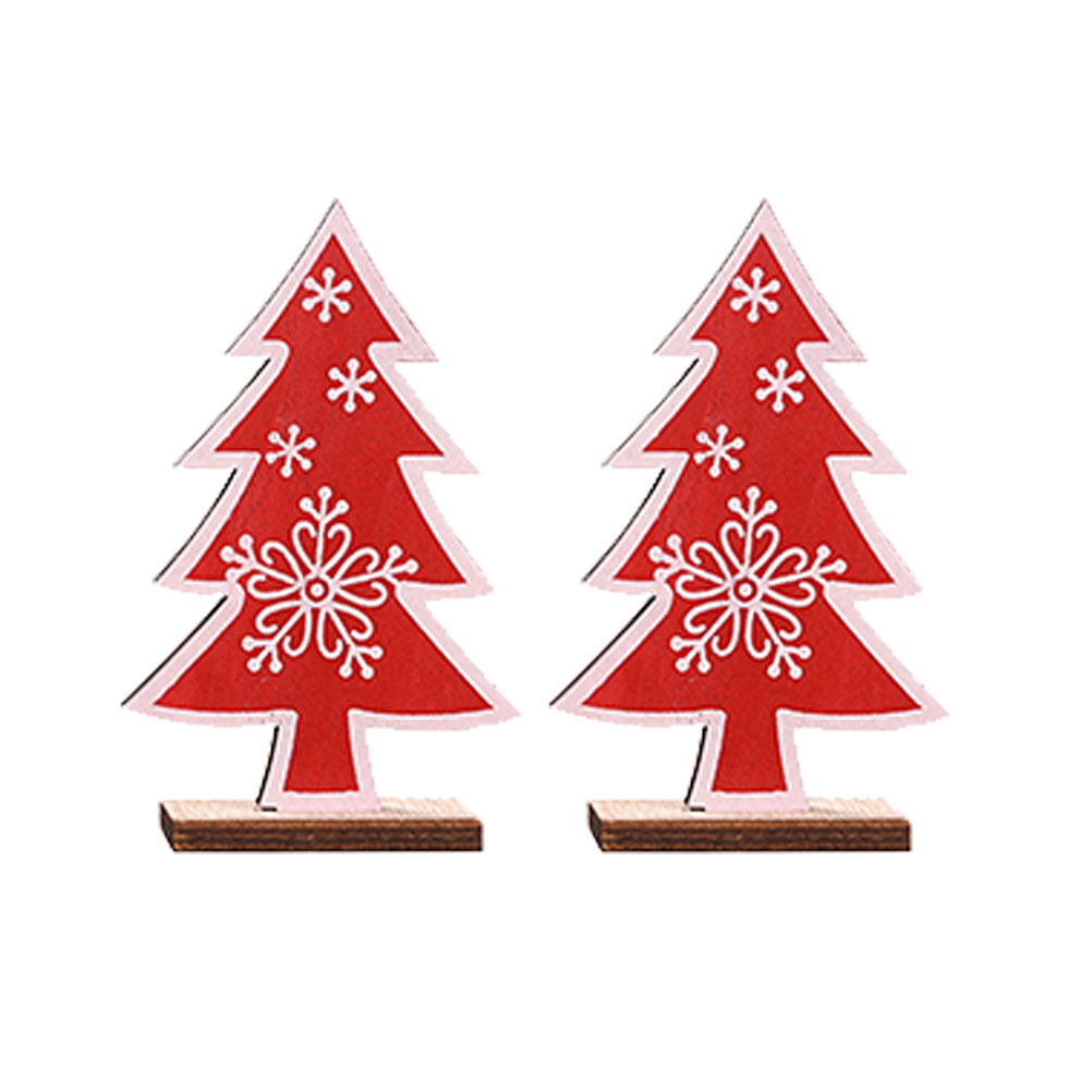 2個入り木製クリスマスツリーミニオーナメント、雪の結晶デザイ - Interior Design Xmas のレビューと価格