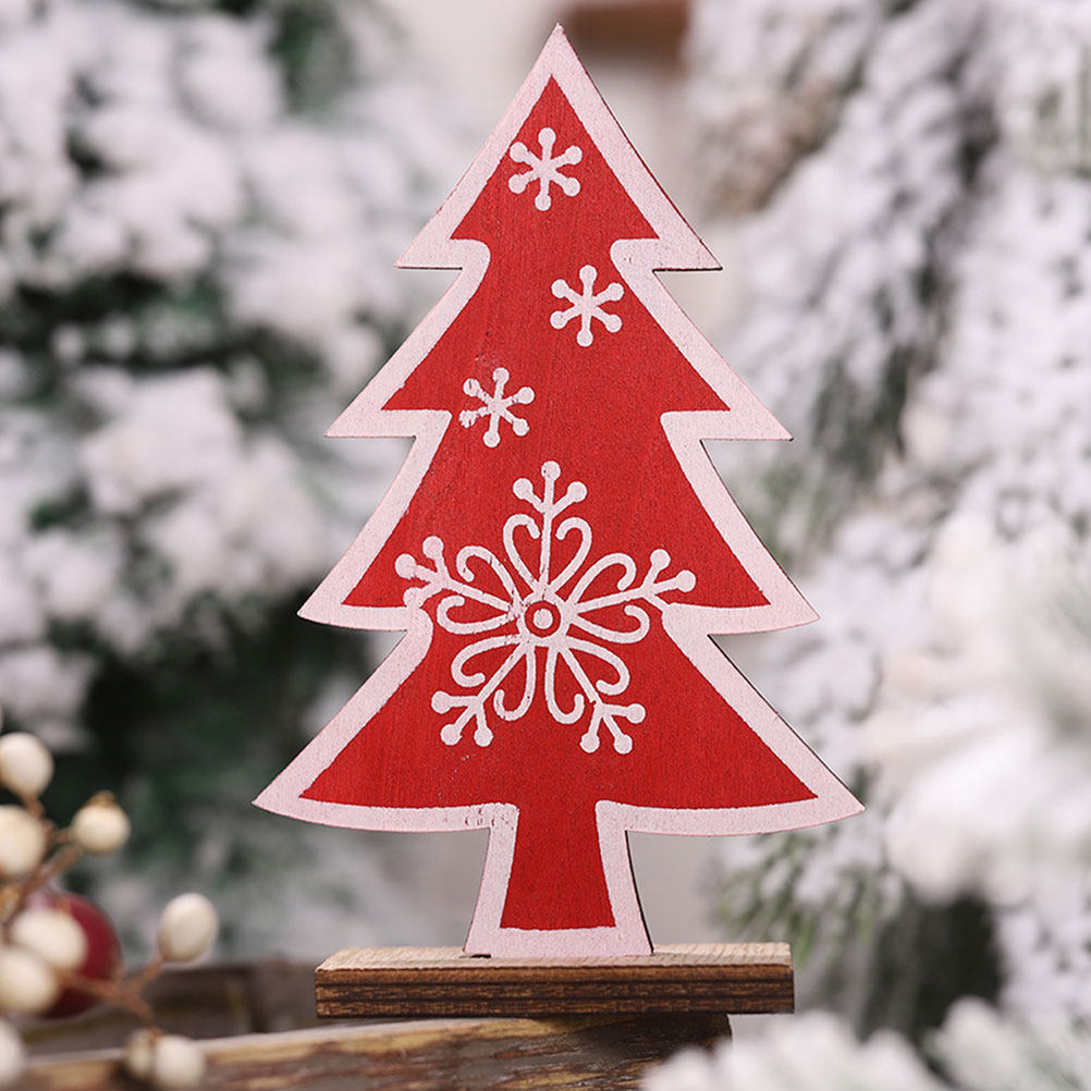 2個入り木製クリスマスツリーミニオーナメント、雪の結晶デザイ - Interior Design Xmas のレビューと価格