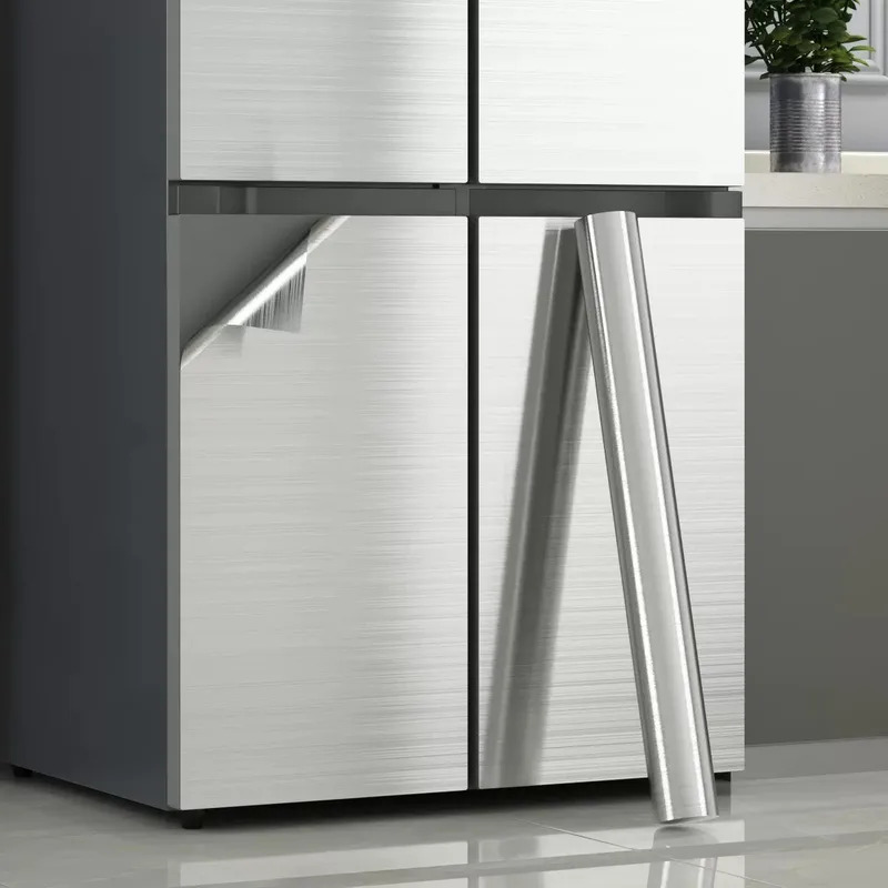 PVC ステンレスブラッシュシルバー取り外し可能な壁紙装飾フ - Interior Design Kitchen のレビューと価格