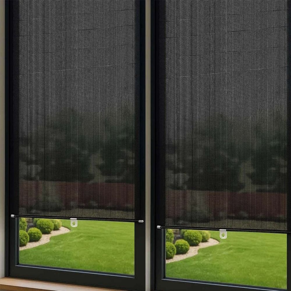 吸盤付き移動式ロールカーテン、穴あけ不要の遮光ローラーブライ - Linen Roller Blind のレビューと価格