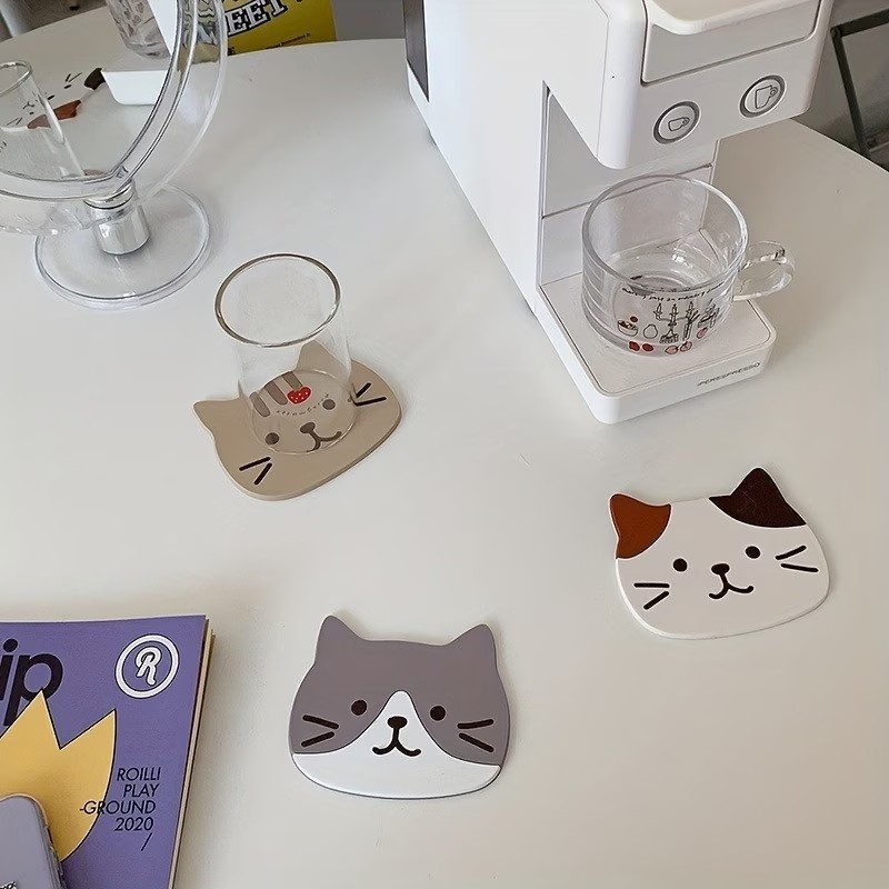 シリコンコースター5枚セット – 漫画の猫のデザイン、耐熱マ - Interior Design Kitchen のレビューと価格