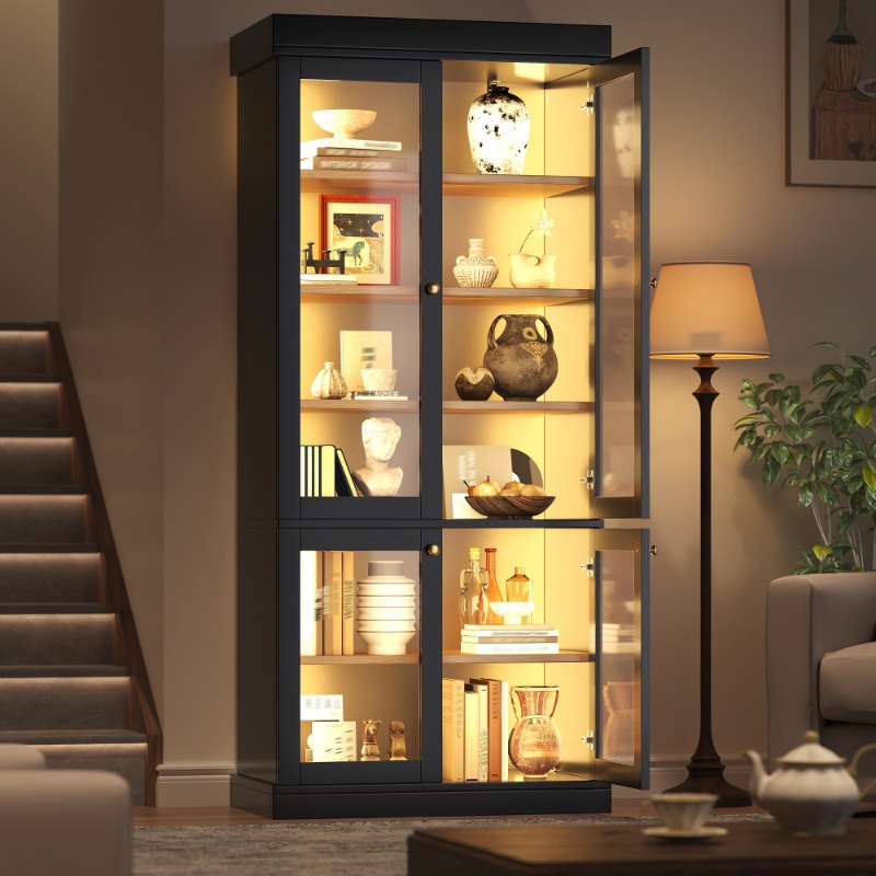モダンな独立型ガラスディスプレイキャビネット、一体型LEDア - Interior Design Lighting Layout のレビューと価格