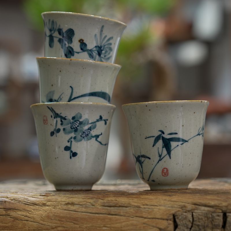 中国のセラミックティーカップ蘭竹菊美容花柄キッチンダイニング - Interior Design Kitchen のレビューと価格