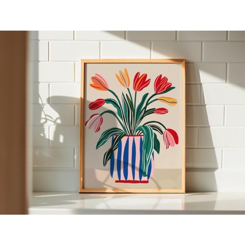 チューリップの花のキャンバスウォールアート2枚、フレームなし - Interior Design Kitchen のレビューと価格