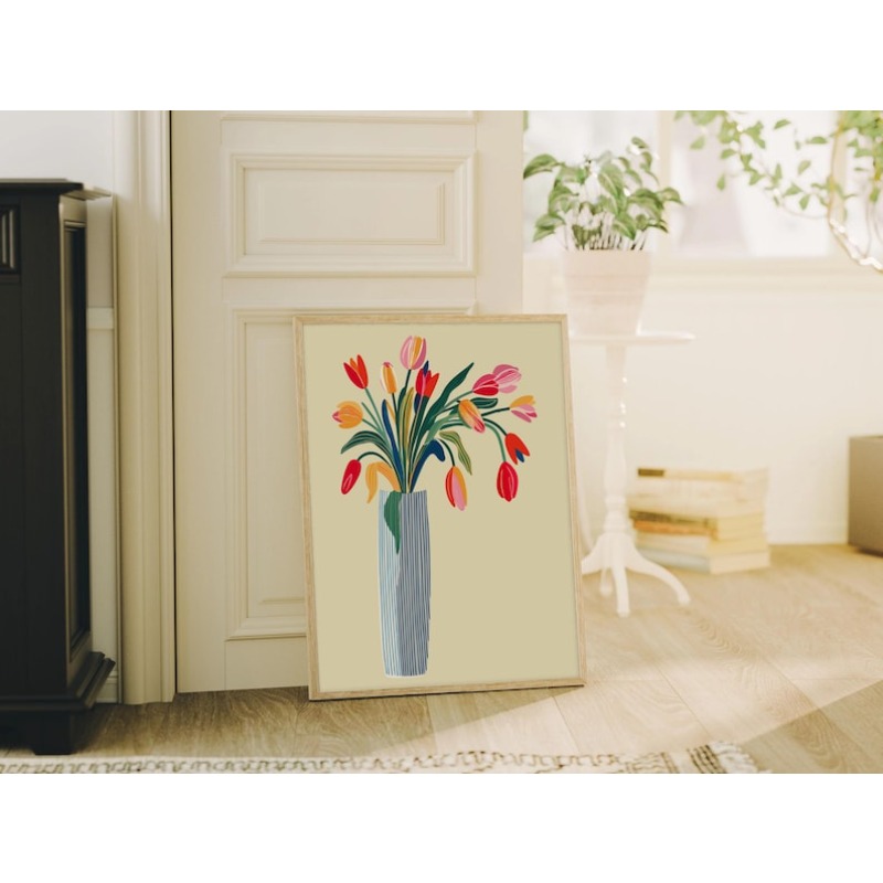 チューリップの花のキャンバスウォールアート2枚、フレームなし - Interior Design Kitchen のレビューと価格