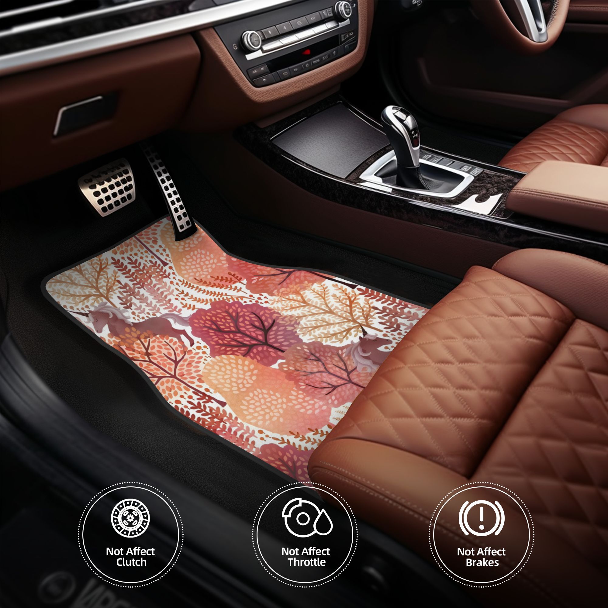 4枚入り隠れたユニコーンウッズ秋の赤い色の車用フロアマット、 - Interior Design Illustration のレビューと価格