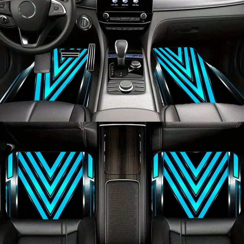 5枚組 車用フロアマット、未来的なブルー「V」パターン、ハイ - Interior Design Tech のレビューと価格