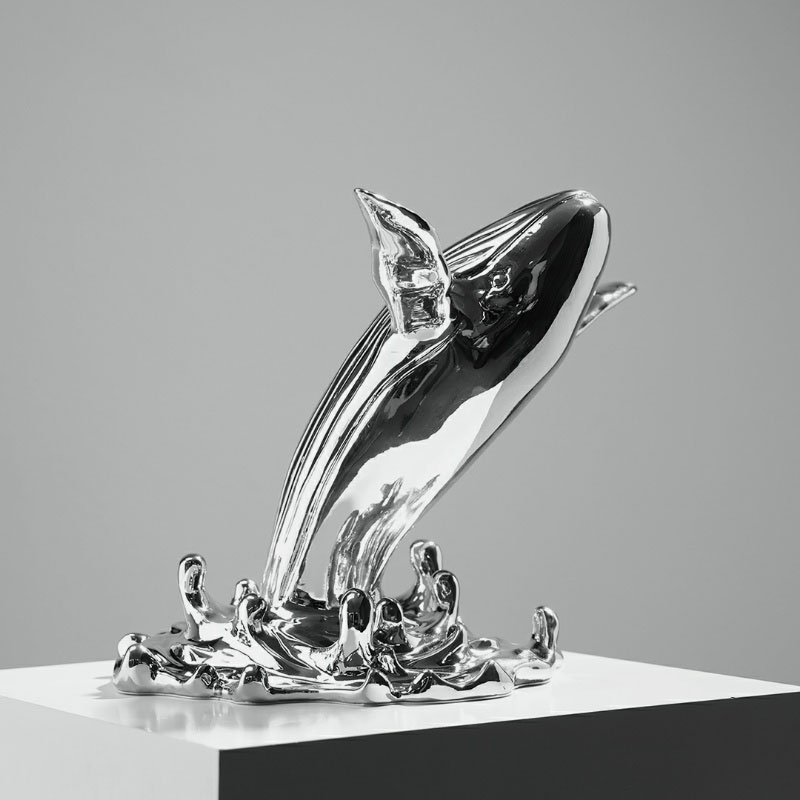 創造的なクジラの彫刻,室内装飾用の銀メッキ樹脂製の彫刻,ホテ - Interior Design Xmas のレビューと価格