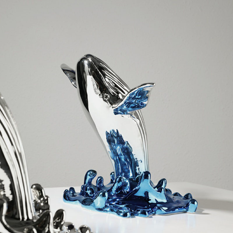 創造的なクジラの彫刻,室内装飾用の銀メッキ樹脂製の彫刻,ホテ - Interior Design Xmas のレビューと価格