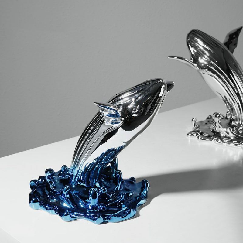 創造的なクジラの彫刻,室内装飾用の銀メッキ樹脂製の彫刻,ホテ - Interior Design Xmas のレビューと価格