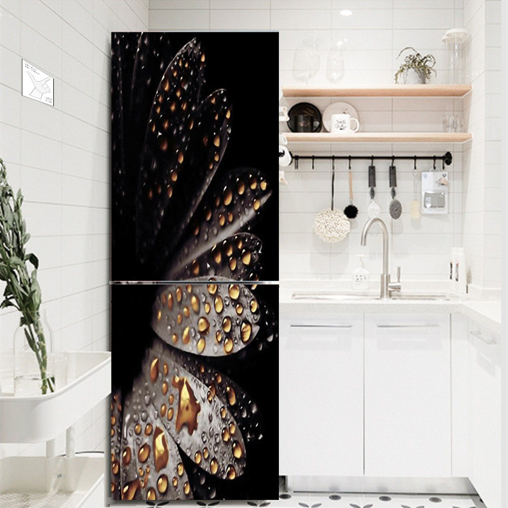 白い花の冷蔵庫の装飾ステッカー,粘着性,防水キッチン装飾壁紙 - Interior Design Kitchen のレビューと価格