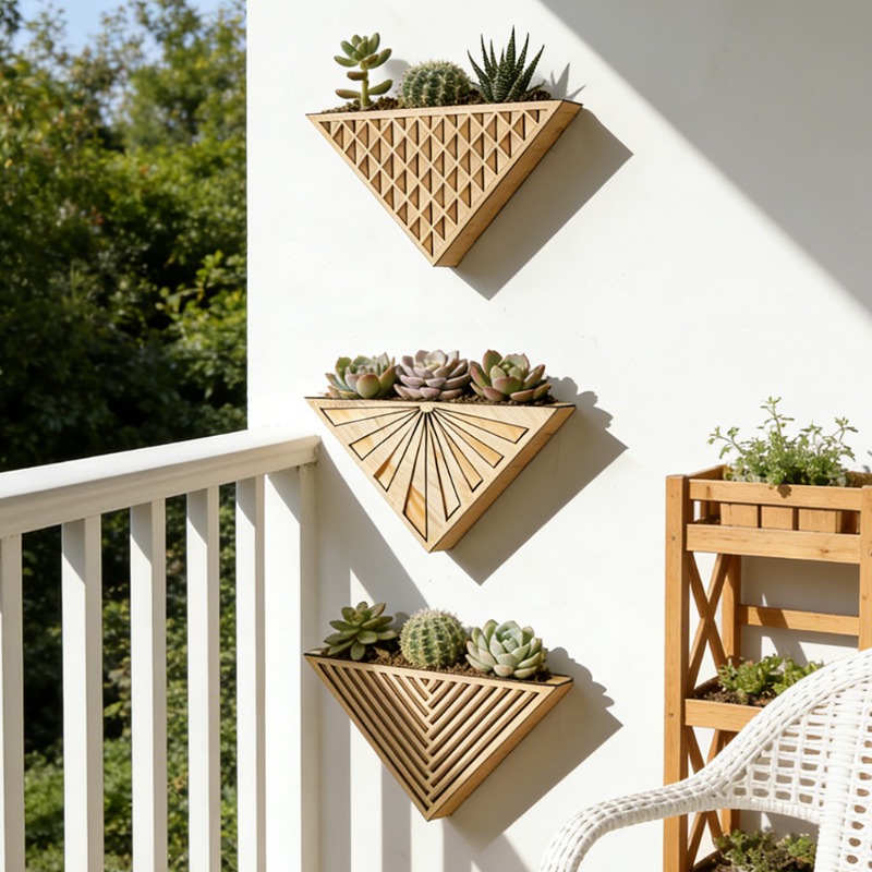1個入り ライトウッド 幾何学模様 三角形フローティングシェ - Geometric Shelf Triangle のレビューと価格