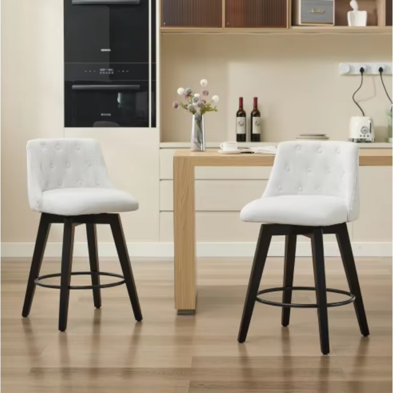 モダンスタイルの布張りバースツール、黒脚、現代的なインテリア - Interior Design Kitchen Modern のレビューと価格