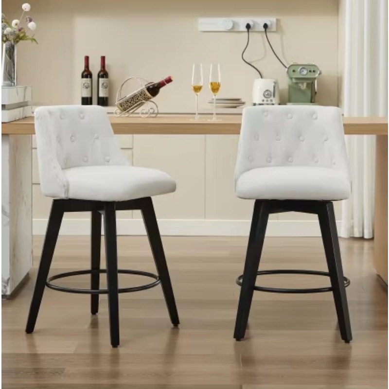 モダンスタイルの布張りバースツール、黒脚、現代的なインテリア - Interior Design Kitchen Modern のレビューと価格